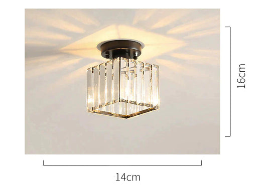 Creative Simple Modern Square Crystal Corridor Porch Ceiling Lamp