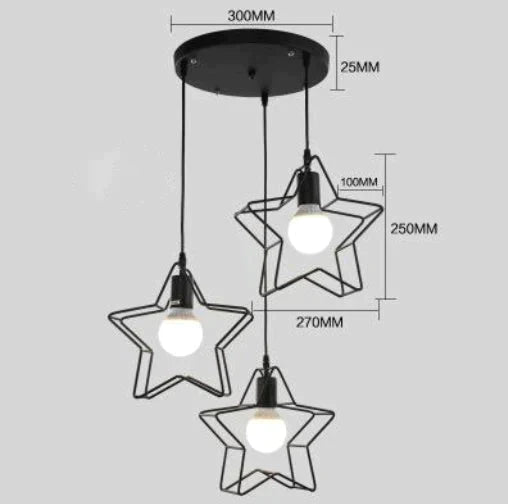 Nordic Creative Lovely Star Chandelier Three Black (Disc) / Without Bulb Ceiling