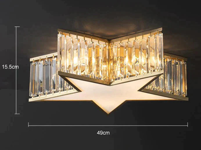Nordic All-Copper Crystal Bedroom Study Room Lamp Ceiling / Without Light Source