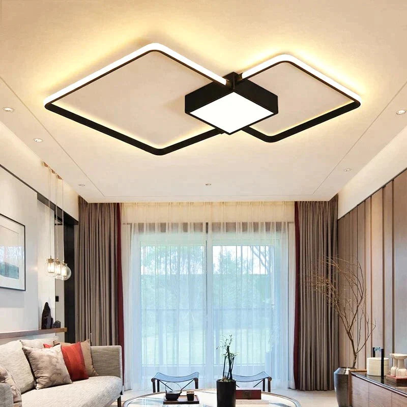 Remote Control Lamp Ceiling Led White Or Black Frame For Home Decorative Living Room 46W 56W Lampara