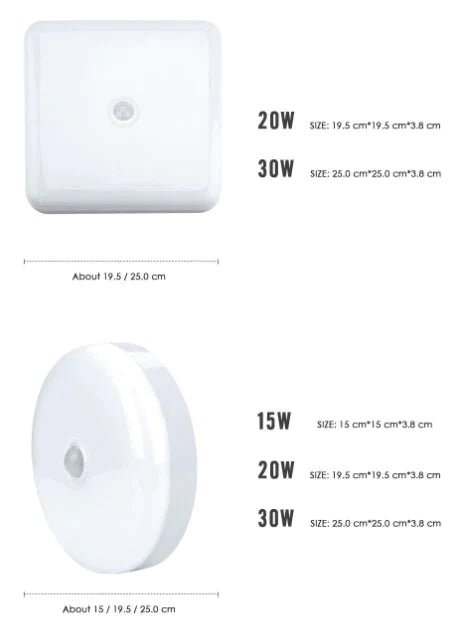 Motion Sensor LED Ceiling Light 30W 36W PIR Surface Mounted Lamp Indoor Lighting Home Kitchen Balcony Entrance Square IP65