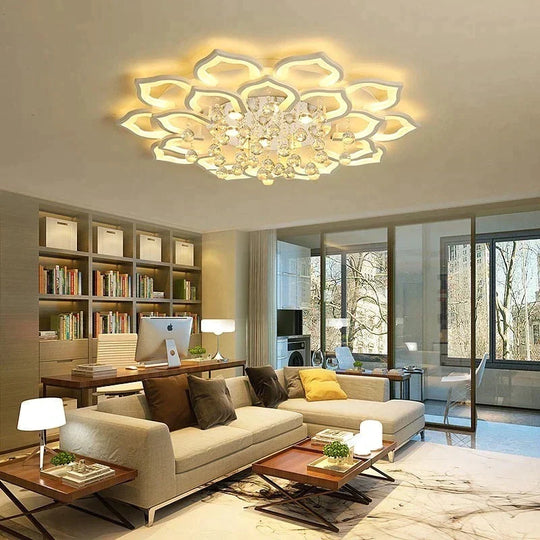 White Acrylic Modern Chandelier Lights For Living Room Bedroom Remote Control Led Indoor Lamp Home