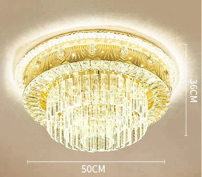 Romantic Round Crystal Master Bedroom Living Room Ceiling Lamp 50Cm Tricolor Light
