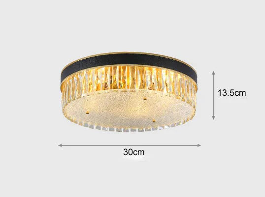 Modern Light Luxury Crystal Round Bedroom Dining Room Ceiling Lamp 30Cm