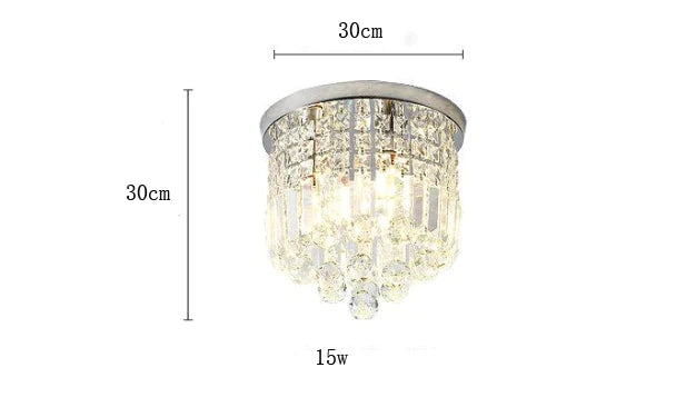 Luxury Bedroom Dining Hall Aisle Led Round Crystal Ceiling Lamp Light