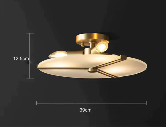 Nordic Modern Light Luxury Study Living Room Copper Ceiling Lamp