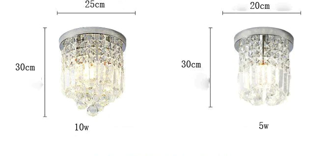 Luxury Bedroom Dining Hall Aisle Led Round Crystal Ceiling Lamp Light Led White Light / 20Cm