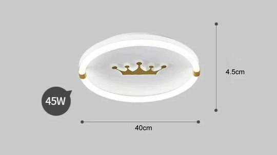 Nordic Warm Crown Master Bedroom Led Ceiling Lamp 40Cm White Light
