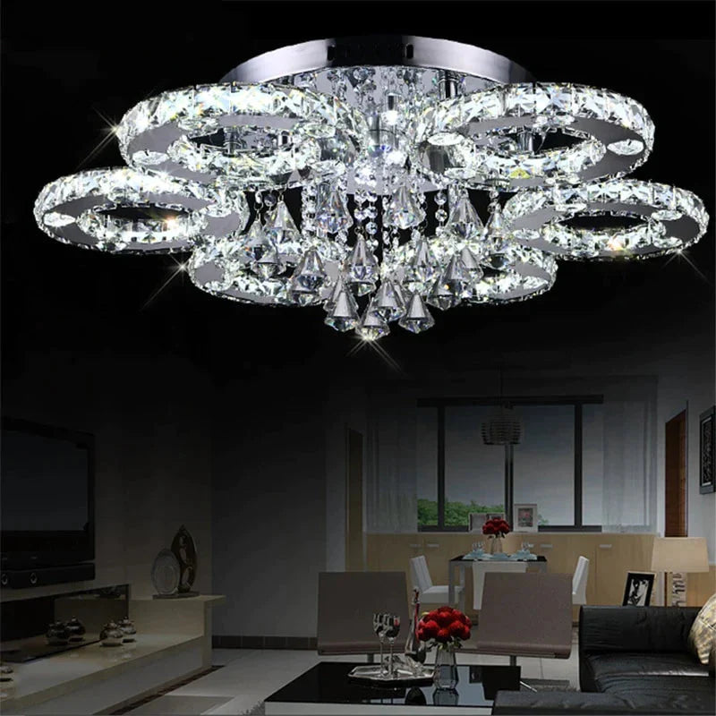Modern Led Crystal Ceiling Lights For Living Room Luxury Ceiling Lamp Bedroom Crystal Fixture Dining Silver Led Fixture Lighting
