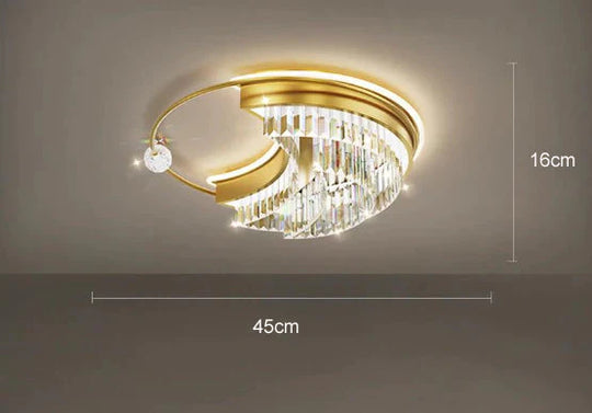 Modern Light Luxury Living Room Bedroom Crystal Copper Ceiling Lamp Small