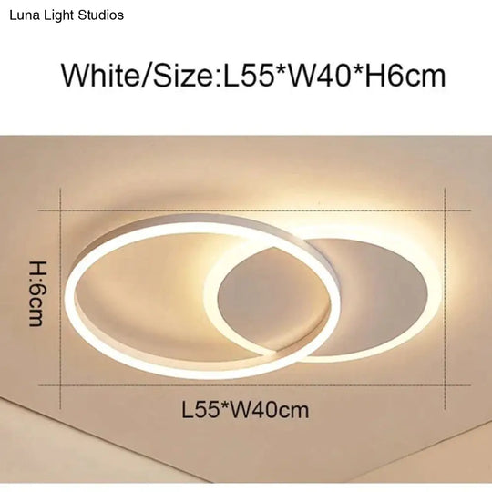 2/3/5/6 Circle Rings Modern Led Ceiling Lights For Living Room Bedroom Study White/Brown Color Lamp