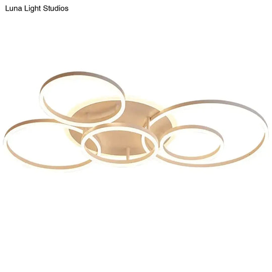 2/3/5/6 Circle Rings Modern Led Ceiling Lights For Living Room Bedroom Study White/Brown Color Lamp