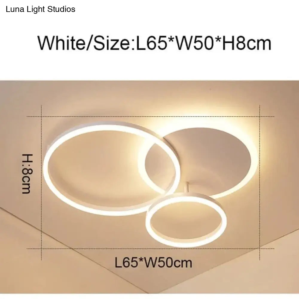 2/3/5/6 Circle Rings Modern Led Ceiling Lights For Living Room Bedroom Study White/Brown Color Lamp