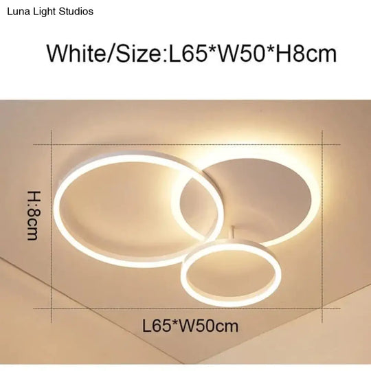 2/3/5/6 Circle Rings Modern Led Ceiling Lights For Living Room Bedroom Study White/Brown Color Lamp