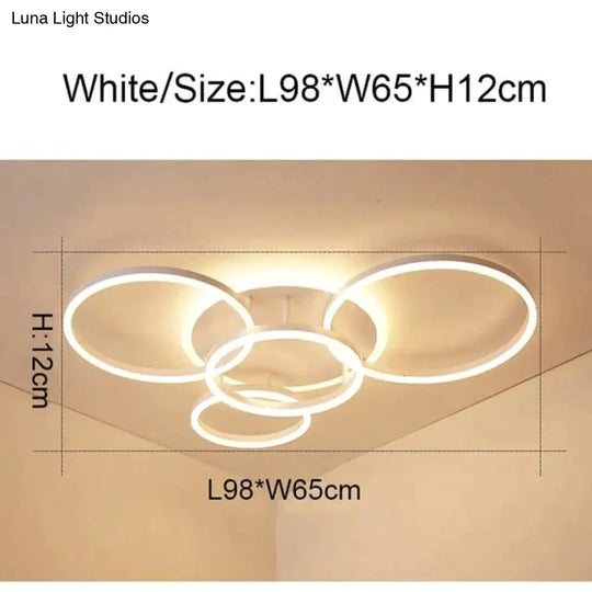 2/3/5/6 Circle Rings Modern Led Ceiling Lights For Living Room Bedroom Study White/Brown Color Lamp