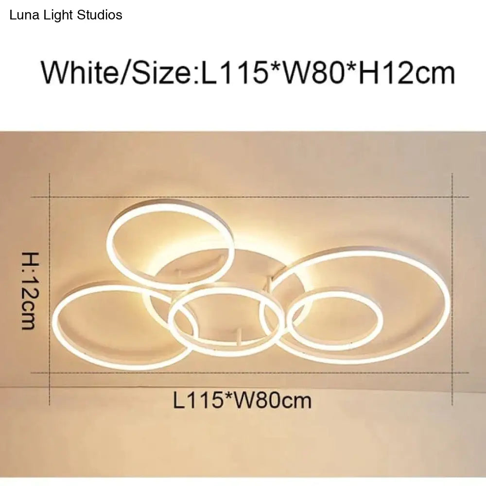 2/3/5/6 Circle Rings Modern Led Ceiling Lights For Living Room Bedroom Study White/Brown Color Lamp