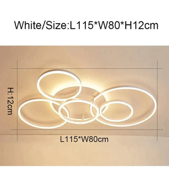 2/3/5/6 Circle Rings Modern Led Ceiling Lights For Living Room Bedroom Study White/Brown Color Lamp