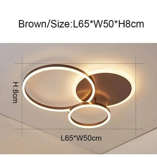 2/3/5/6 Circle Rings Modern Led Ceiling Lights For Living Room Bedroom Study White/Brown Color Lamp