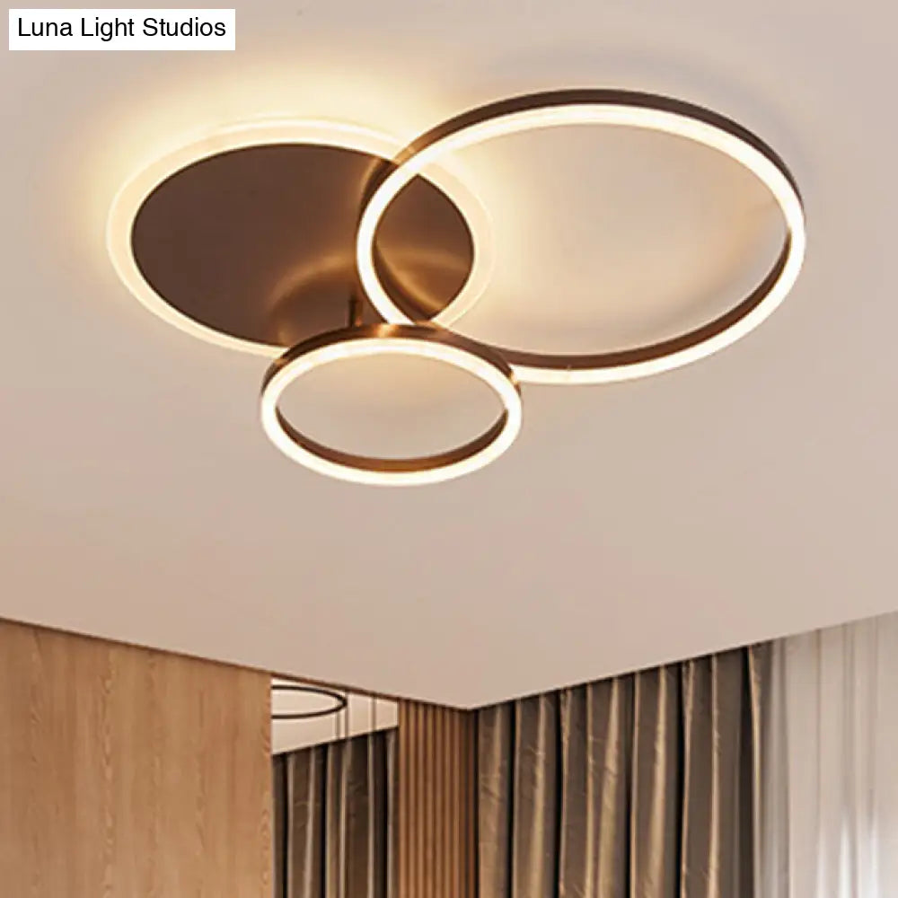 2/3/5 - Light Flush Ceiling Light With Brown Acrylic Shade - Warm/White For Living Room