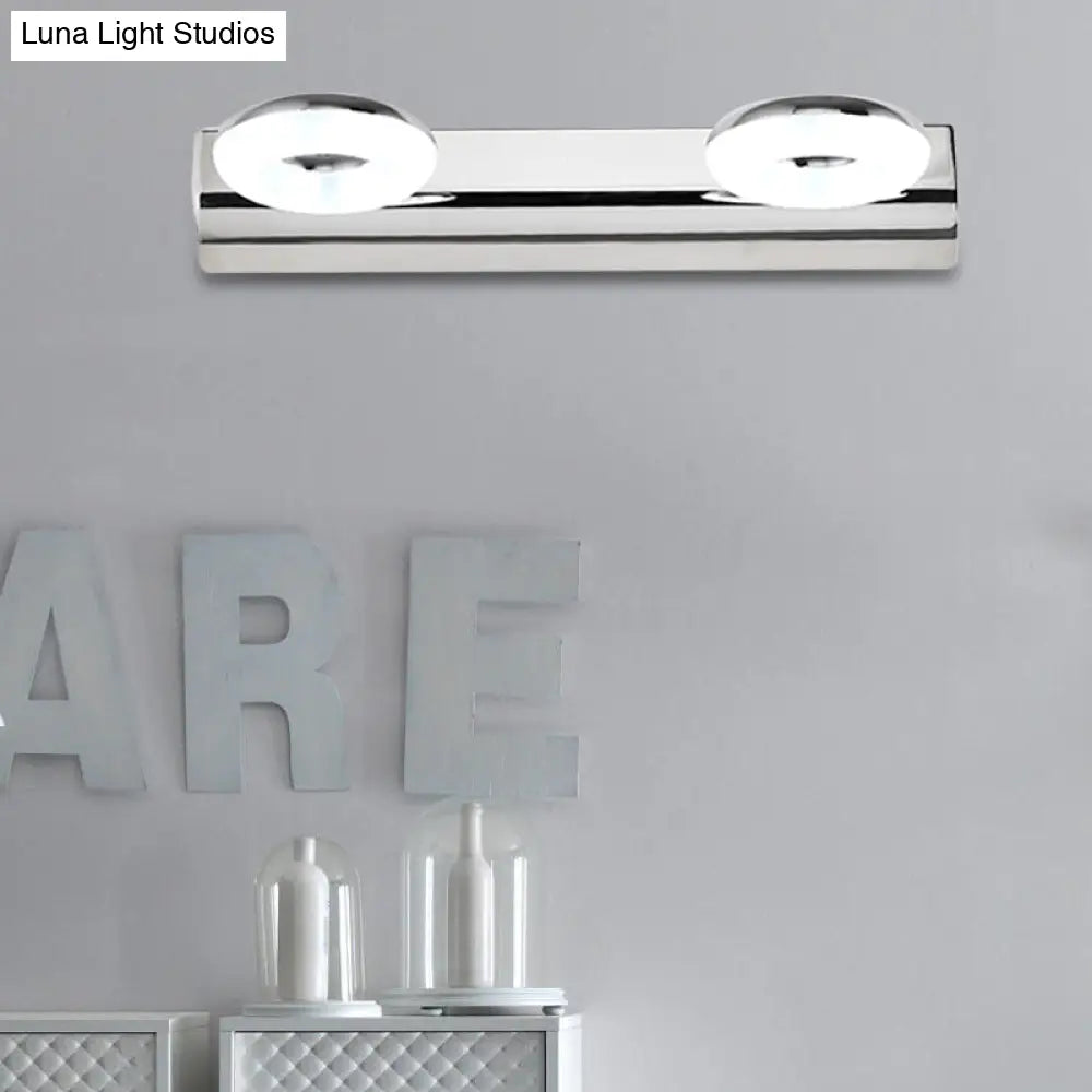 2/3 Head Bathroom Wall Vanity Light With Acrylic Shade - Silver Finish Warm/White Lighting