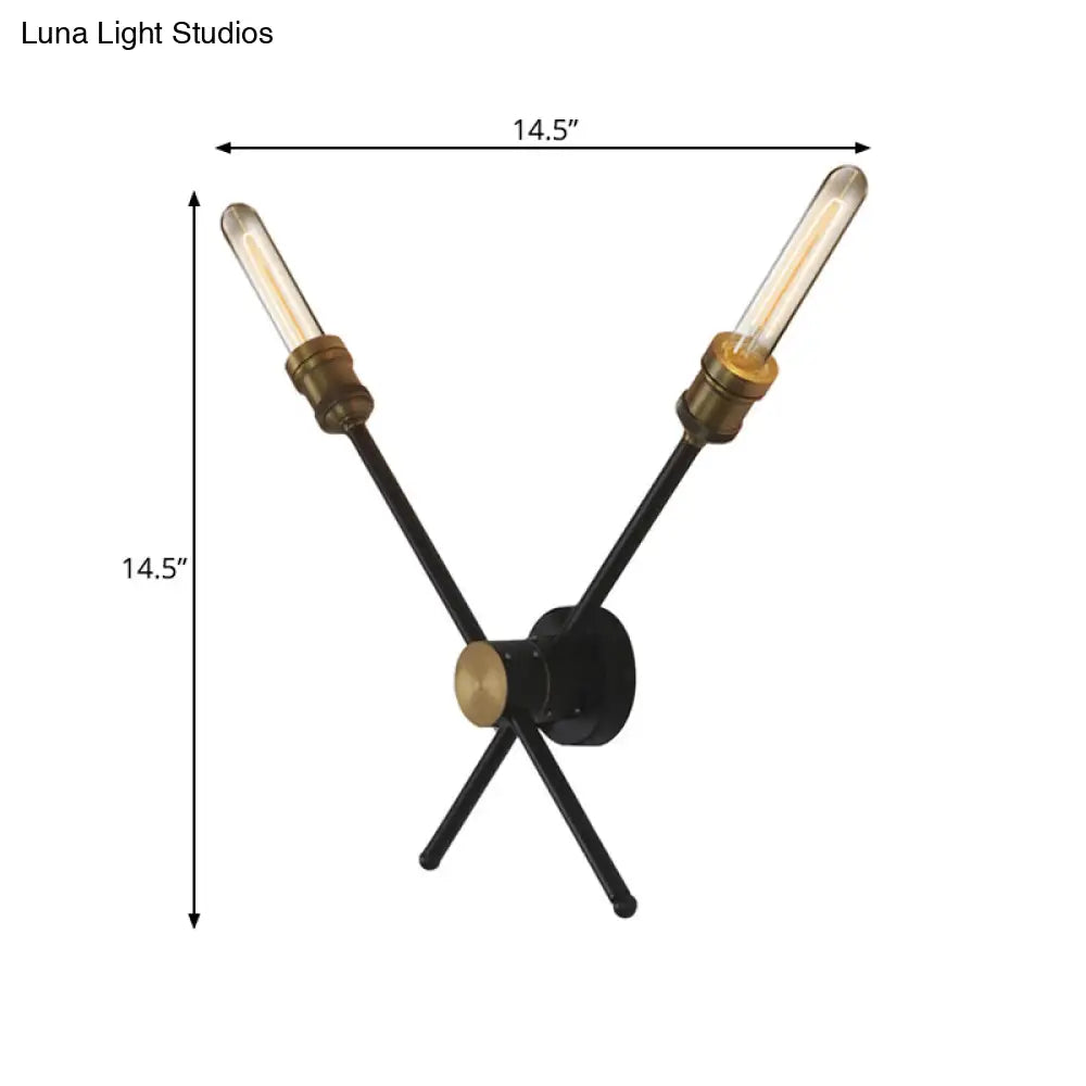 2/3 Head Metal Wall Sconce In Colonial Black & Gold Elegant Living Room Mount Light Fixture