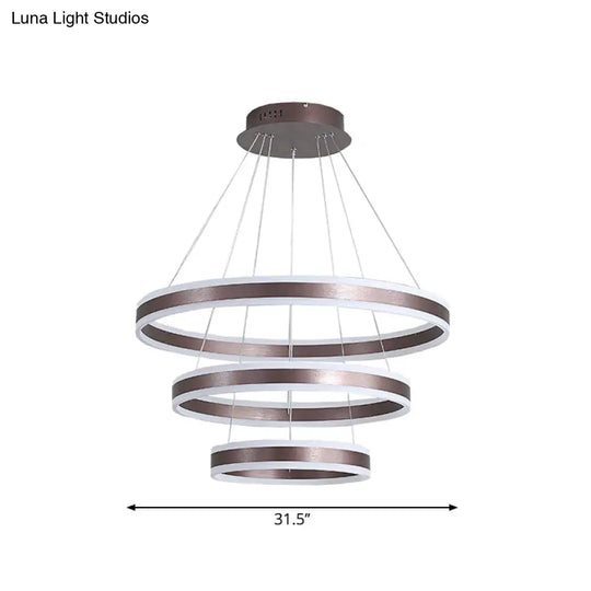 2/3 Tiered Led Chandelier: Acrylic Circle Ceiling Lamp - Coffee