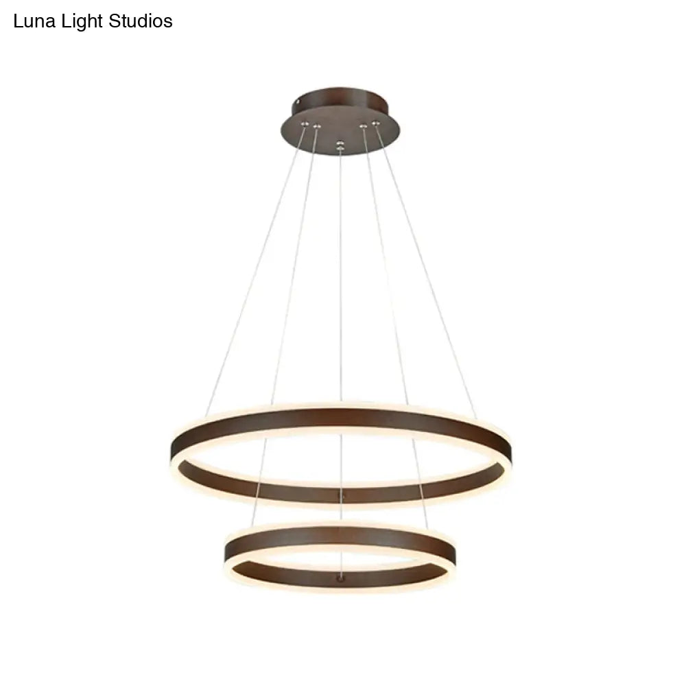 Acrylic Led Chandelier - 2/3 Tier Modern Circle Design For Living Room Ceiling Coffee