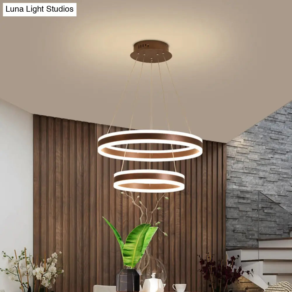 Acrylic Led Chandelier - 2/3 Tier Modern Circle Design For Living Room Ceiling Coffee / 2 Tiers