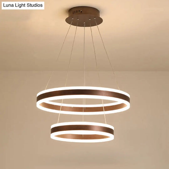 Acrylic Led Chandelier - 2/3 Tier Modern Circle Design For Living Room Ceiling Coffee