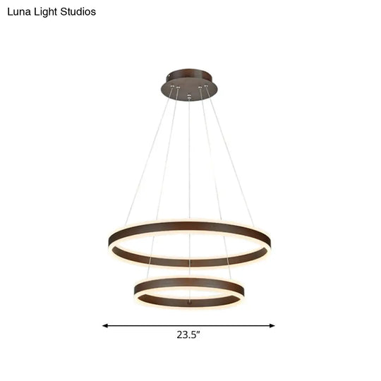 Acrylic Led Chandelier - 2/3 Tier Modern Circle Design For Living Room Ceiling Coffee