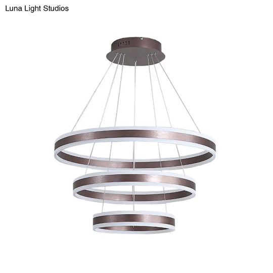 2/3 Tiered Led Chandelier: Acrylic Circle Ceiling Lamp - Coffee