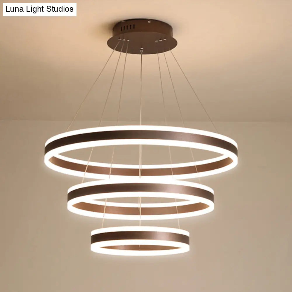 Acrylic Led Chandelier - 2/3 Tier Modern Circle Design For Living Room Ceiling Coffee / 3 Tiers