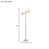 2-Head Nordic Glass Floor Lamp With Gold Globe For Bedroom Reading