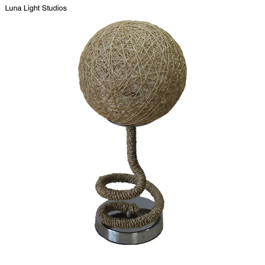 2-In-1 Asian Globe Night Light: Bamboo Rattan Lamp In Light Yellow For Bedroom Or Table