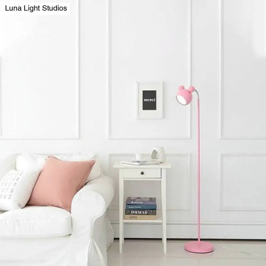 2-In-1 Macaron Loft Metal Floor Light For Living Room And Study Modern Head Mouse Design