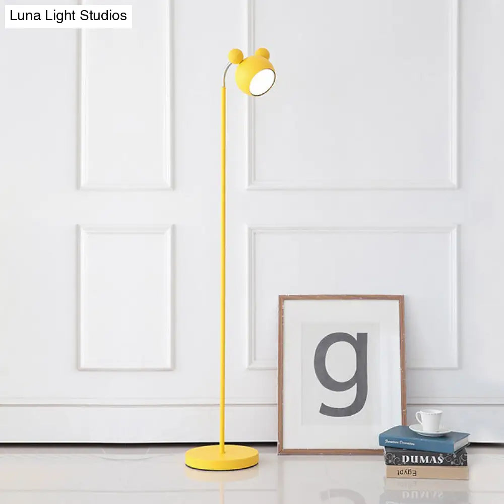 2-In-1 Macaron Loft Metal Floor Light For Living Room And Study Modern Head Mouse Design