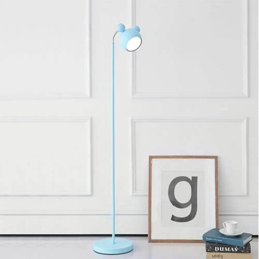 2-In-1 Macaron Loft Metal Floor Light For Living Room And Study Modern Head Mouse Design Blue