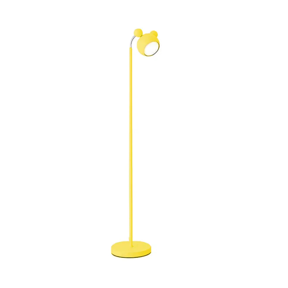 2-In-1 Macaron Loft Metal Floor Light For Living Room And Study Modern Head Mouse Design Yellow