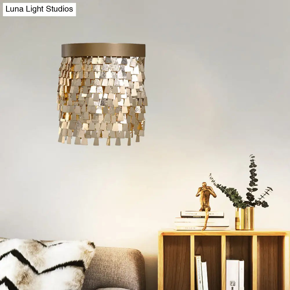 2-Light Modern Gold Sequin Flake Wall Lamp - Aluminum Flush Mount Light