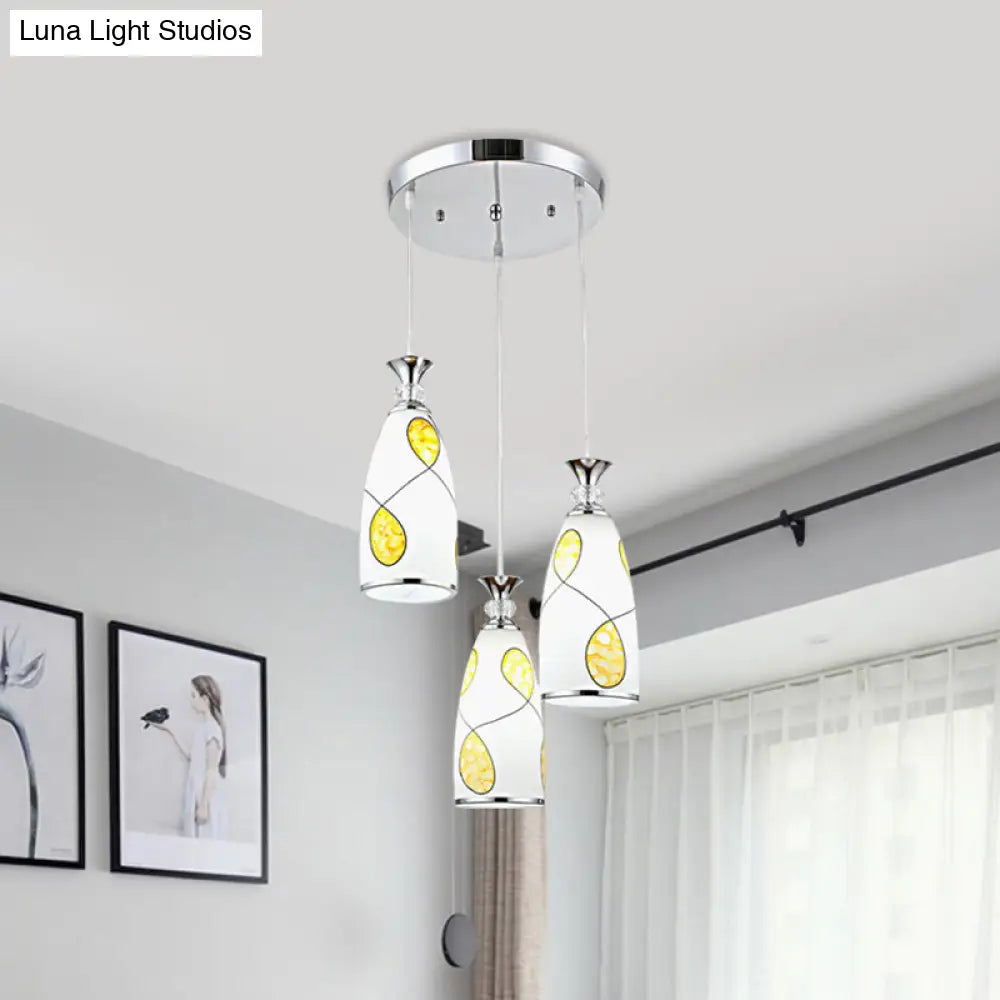 2-Light Modernist Oblog Hanging Pendant Lamp In Black/Chrome With Frosted Glass Drops