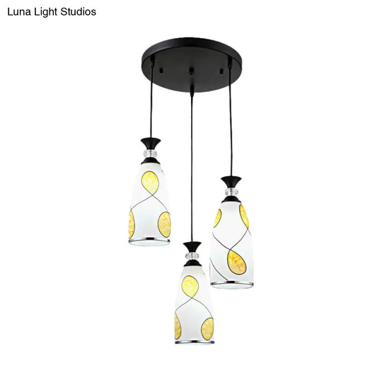 2-Light Modernist Oblog Hanging Pendant Lamp In Black/Chrome With Frosted Glass Drops