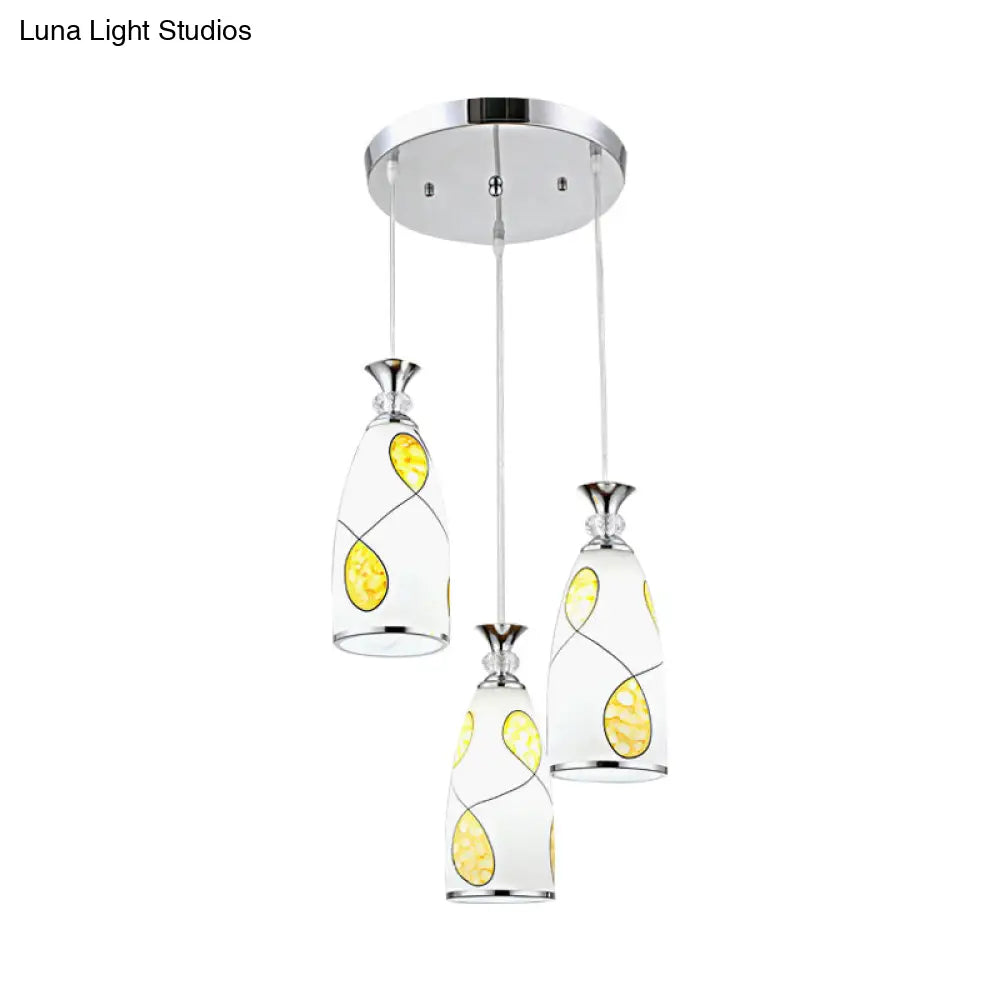 2-Light Modernist Oblog Hanging Pendant Lamp In Black/Chrome With Frosted Glass Drops