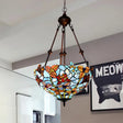 2-Light Tiffany Style Red/Blue Stained Glass Chandelier Lamp For Bedroom Red