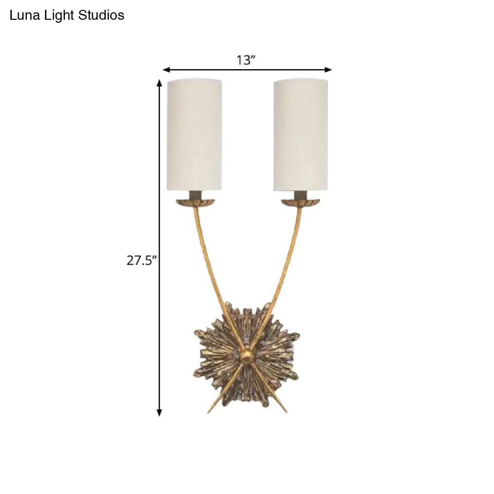 2-Light Traditional Tube Vanity Sconce In White For Bathroom