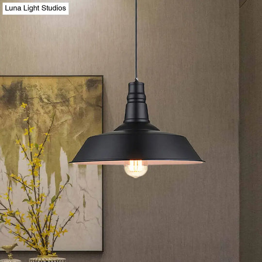 2-Pack Industrial Hanging Ceiling Light - Barn Metal Kitchen Pendant Lighting In Black