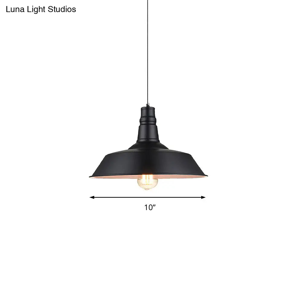 2-Pack Industrial Hanging Ceiling Light - Barn Metal Kitchen Pendant Lighting In Black