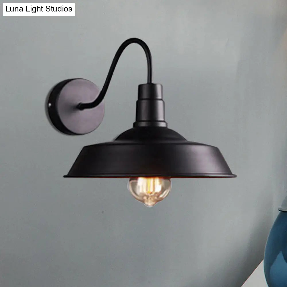 2-Pack Barn Metal Wall Lighting: Industrial Retro Kitchen Sconce Lamp In Black With Gooseneck Arm