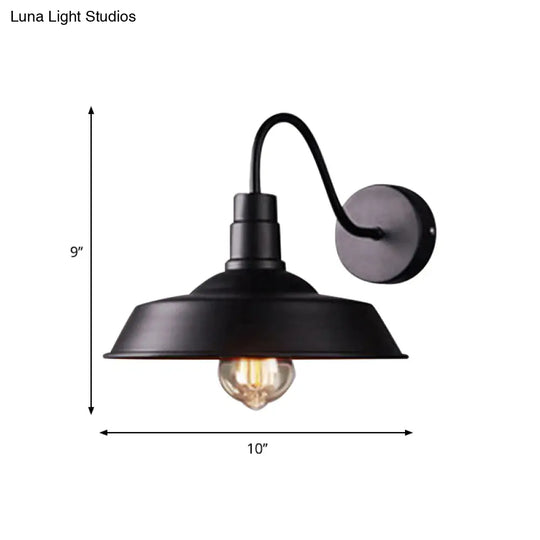 2-Pack Barn Metal Wall Lighting: Industrial Retro Kitchen Sconce Lamp In Black With Gooseneck Arm