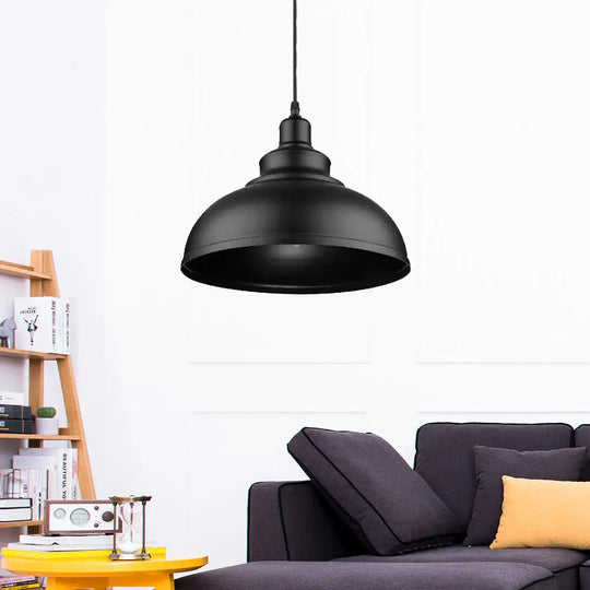 2-Pack Retro Metallic Bowl Pendant Lights With Adjustable Cord - Black