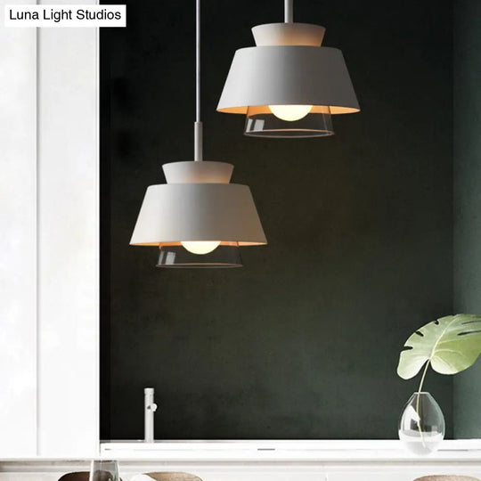 2-Shade Macaron Pendulum Light - Metal And Glass Ceiling Pendant Lamp